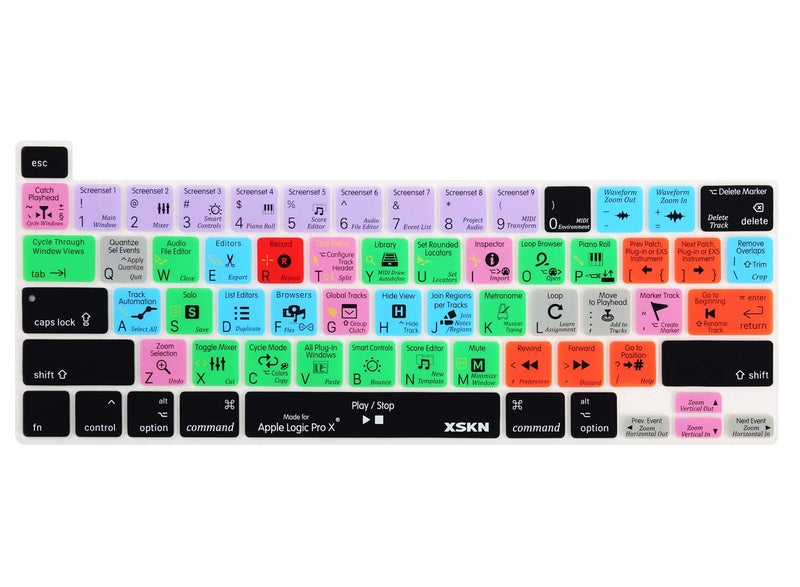 XSKN غطاء لوحة مفاتيح سيليكون مختصرات XSKN Logic Pro X بتصميم QWERTY الإنجليزي لجهاز MacBook Pro 16 بوصة A2141 الجديد لعام 2019 و MacBook Pro 13.3 بوصة A2251/A2289 الجديد لعام 2020 مع شريط اللمس و Touch ID النسخة الأمريكية - Image 1